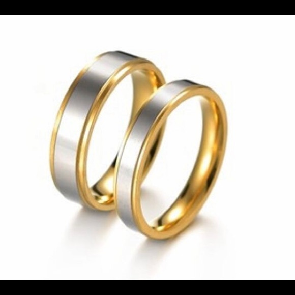 Wedding ring set, 18k gold plated, sizes 9 & 10 - Picture 4 of 4